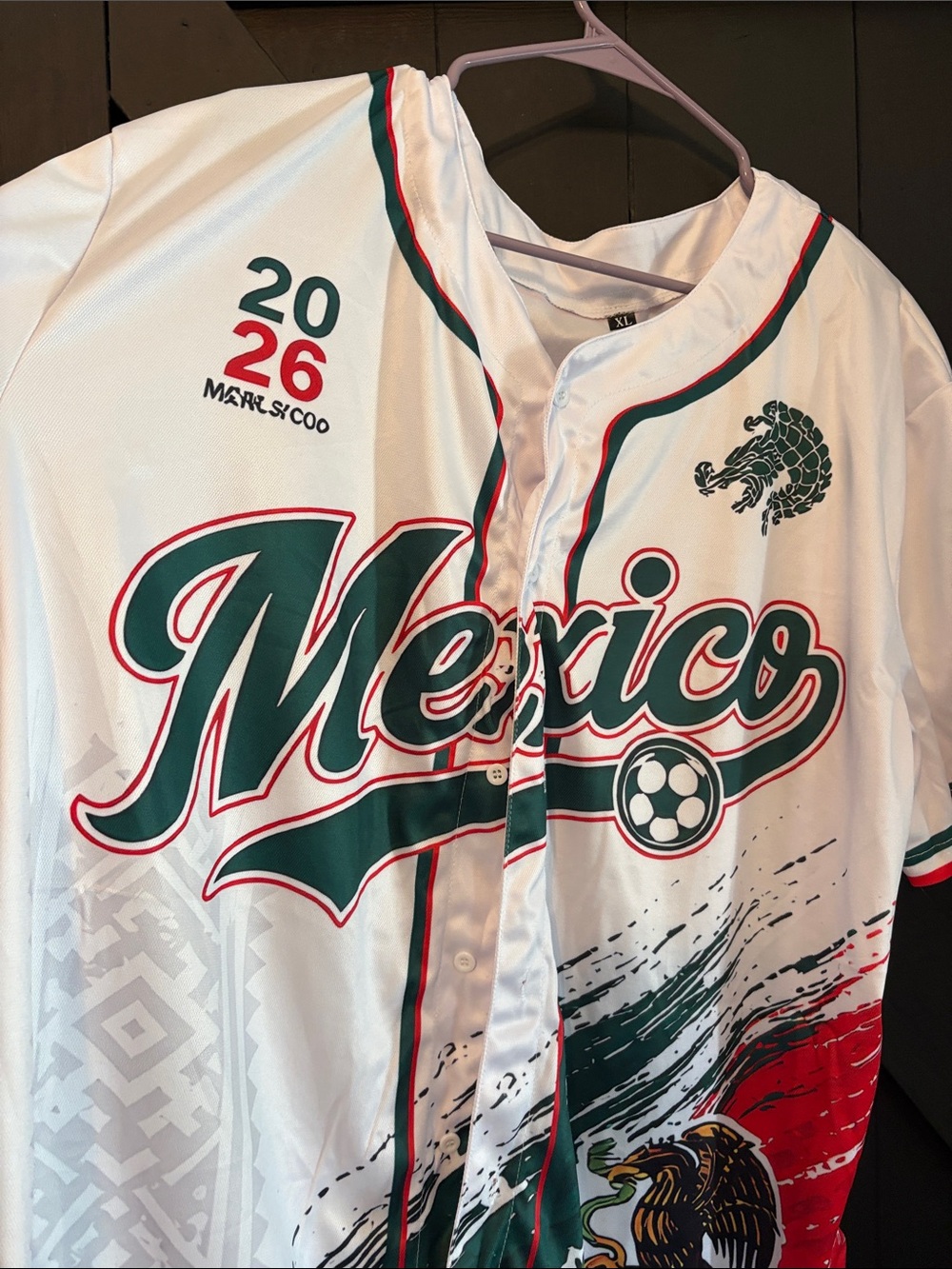 Mexico White & Green Soccer Baseball Jersey - Unbranded